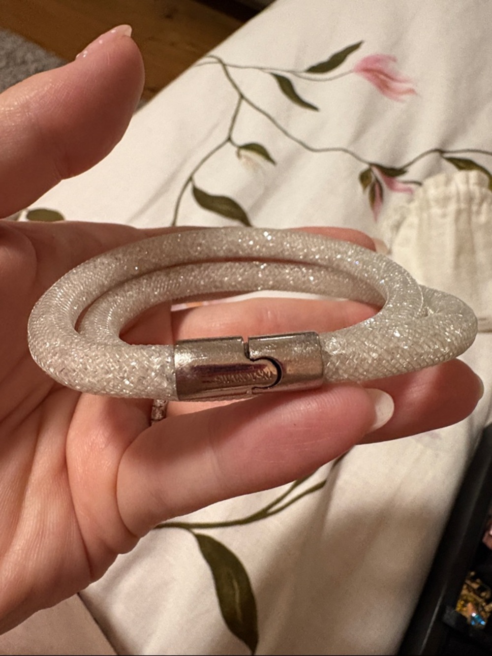 Swarovski Sparkling White Mesh Coil Bracelet